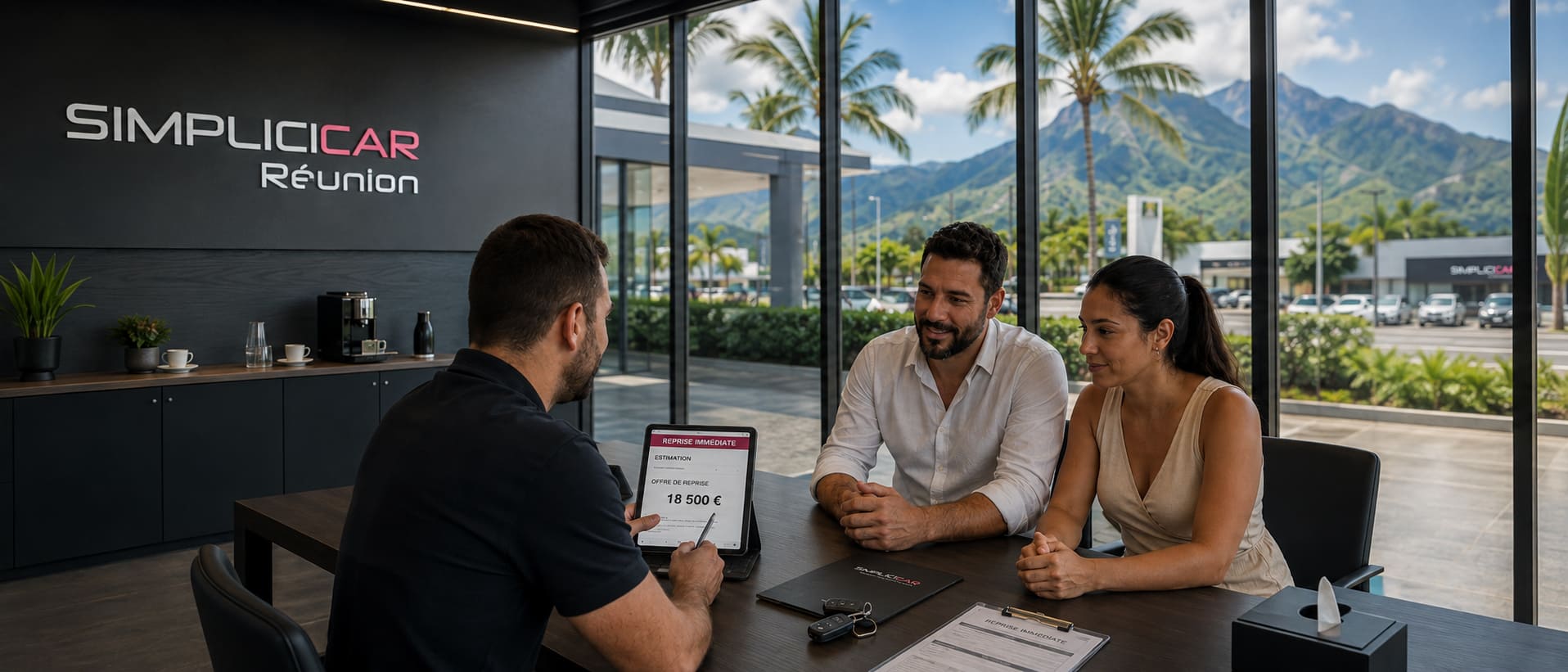 Remise des clés après le rachat d'une voiture dans le sud de La Réunion